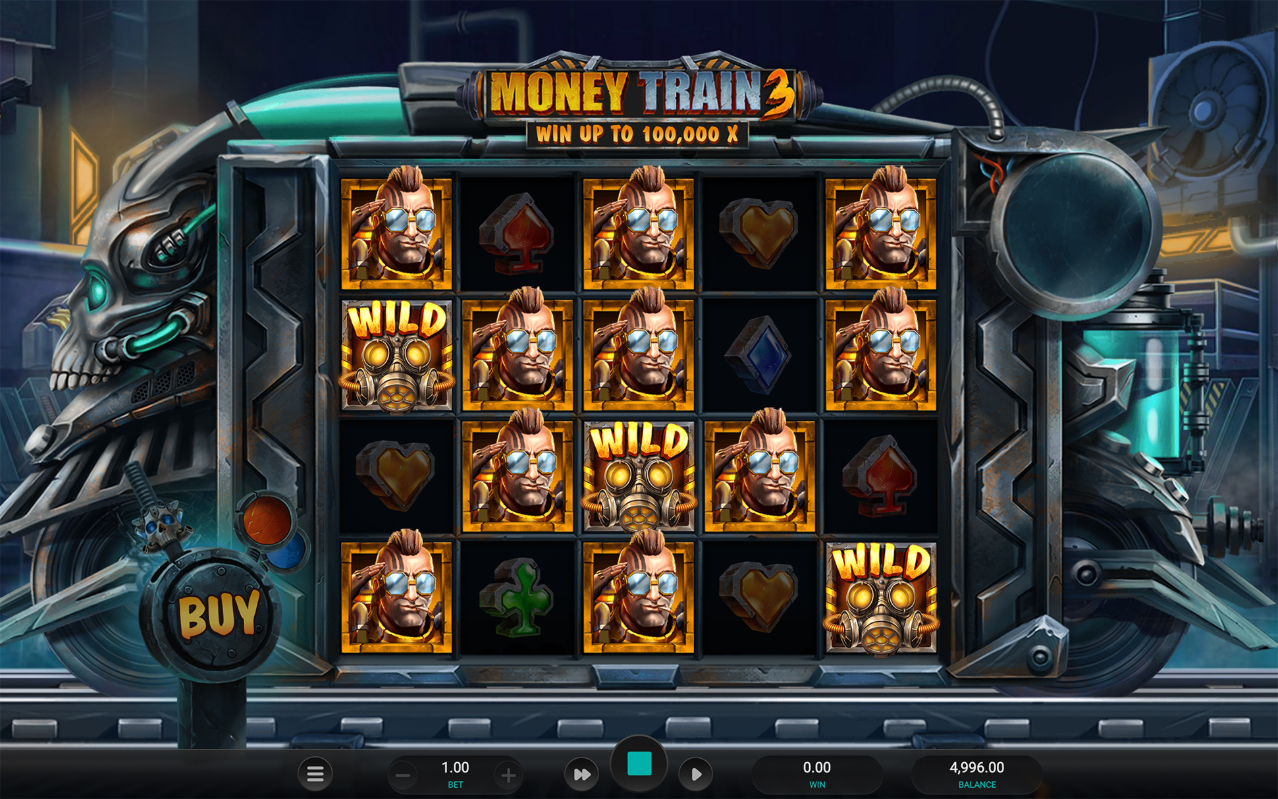 Ecrã do jogo Money Train 3, da Relax Gaming