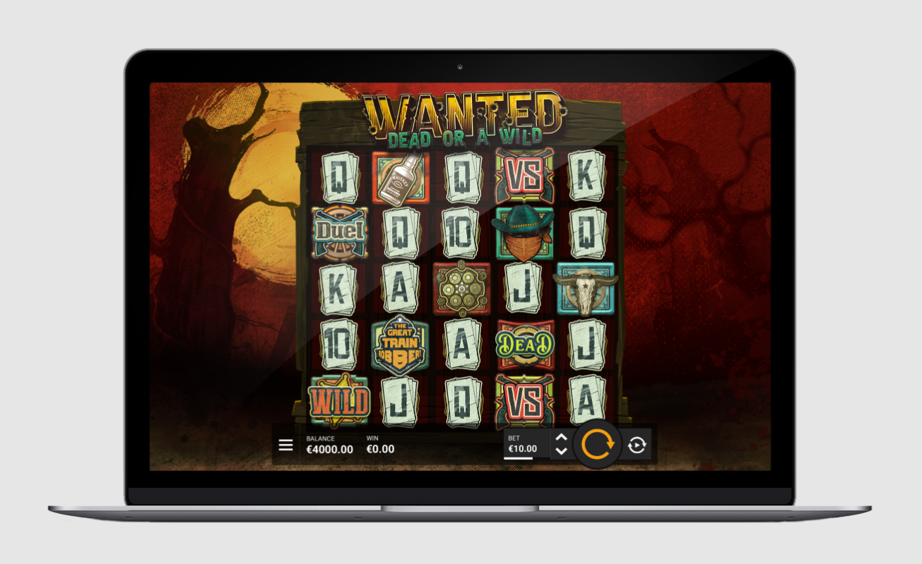 Ecrã do jogo Wanted Dead or a Wild, da Hacksaw Gaming